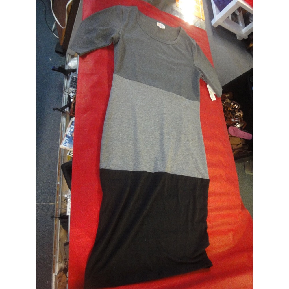 LulaRoe Julia Gray black color block XS dress NWT